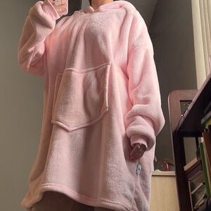 baby pink oversized blanket hoodie